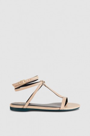 Beige Patrizia Pepe Flat Sandals With Ankle Strap | FMH094765