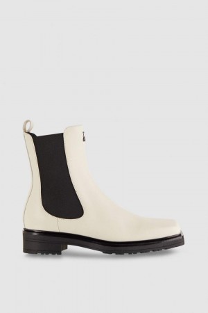 Beige Patrizia Pepe Leather Square Toe Beatles Boots | WJI275438