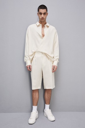 Beige Patrizia Pepe Linen And Viscose Blend Knee-length Shorts | MEZ974512