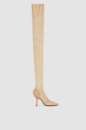 Beige Patrizia Pepe Overknee Boots In Tulle | KHY981257
