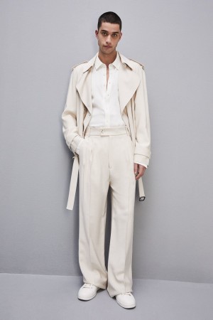 Beige Patrizia Pepe Viscose Twill Pleated Pants | BRT581267