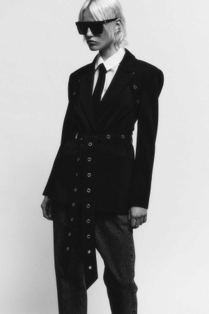Black Patrizia Pepe Boyfriend-cut Crepe Blazer | SYF029784