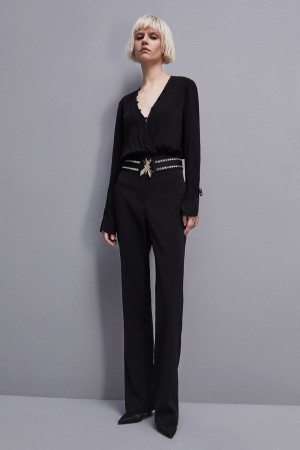 Black Patrizia Pepe Essential Crepe Jumpsuit | GPA081367