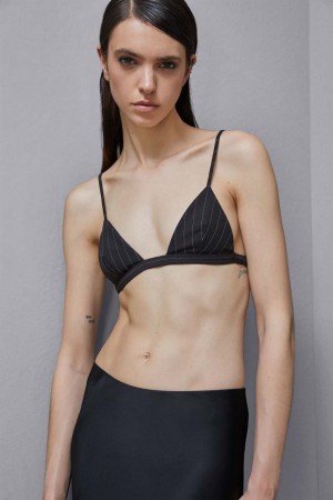 Black Patrizia Pepe Flannel Bra | ZLD567924