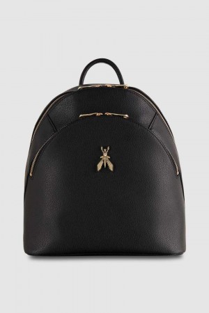 Black Patrizia Pepe Fly Leather Backpack With Double Pocket | NRI182039
