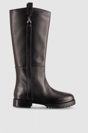 Black Patrizia Pepe High Nappa Leather Boots With Zipper | EFT273189