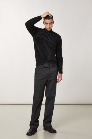 Black Patrizia Pepe Long-sleeved Ribbed Sweater | ZPM781692