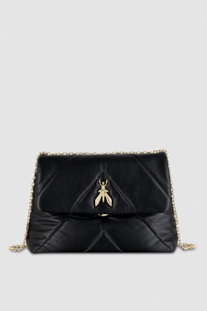 Black Patrizia Pepe Padded Fly Crossbody Bag | LVT439860