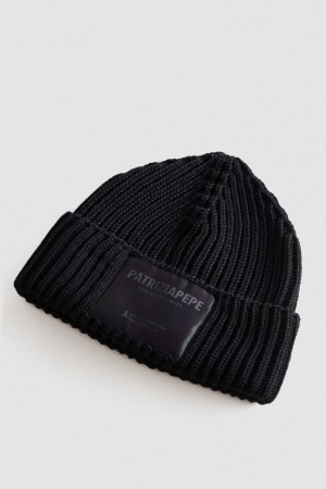 Black Patrizia Pepe Ribbed Fabric Hat | BDS576328