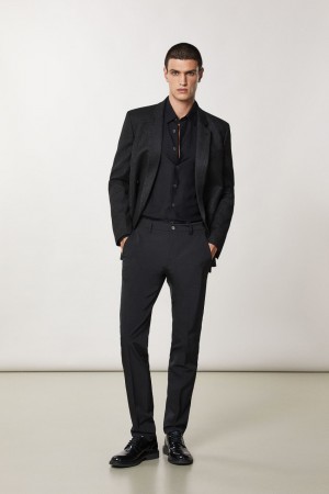 Black Patrizia Pepe Slim Gabardine Pants | VBI039246