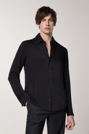 Black Patrizia Pepe Solid-colored Shirt In Viscose Twill | RAD934152