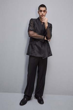 Black Patrizia Pepe Straight Double-breasted Unlined Jacket | WBV418365