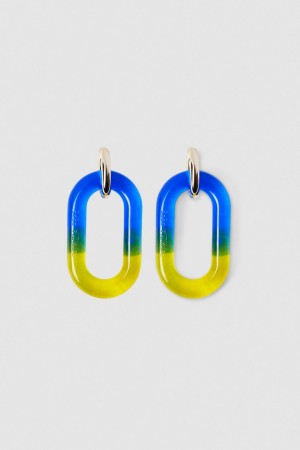 Blue Patrizia Pepe Shaded Maxi Chain Logo Earrings | XFN490758