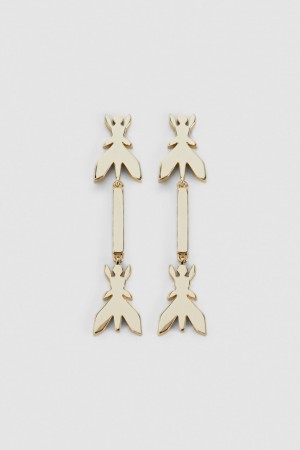 Gold Patrizia Pepe Brass Drop Earrings | XYT792103