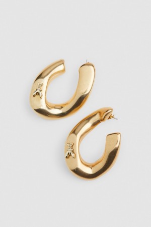 Gold Patrizia Pepe Metal Earrings | AWG023986