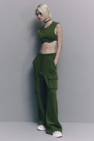 Green Patrizia Pepe Cotton Blend Fleece Cargo Pants | XDI692450