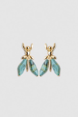 Green Patrizia Pepe Precious Fly Earrings With Stones | CPS816032