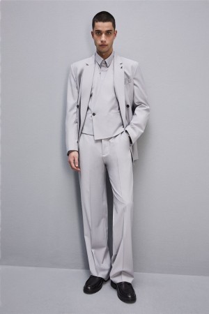 Grey Patrizia Pepe High-waisted Pants In Cool Wool | MNX970823