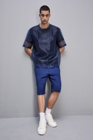 Light Blue Patrizia Pepe Linen And Viscose Blend Knee-length Shorts | QVD182549
