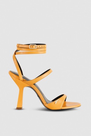 Orange Patrizia Pepe Heeled Sandal With Green Leather Sole | MUG690283