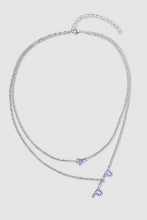 Pink Patrizia Pepe Double Chain Brass Necklace | JGE236745