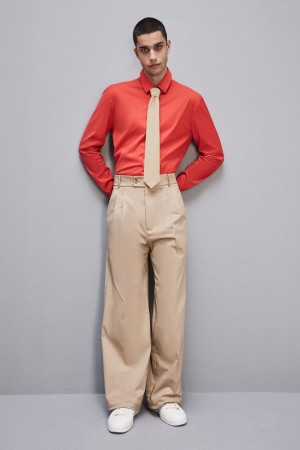 Red Patrizia Pepe Fitted Shirt Without Pleats In Viscose Twill | YZL593071