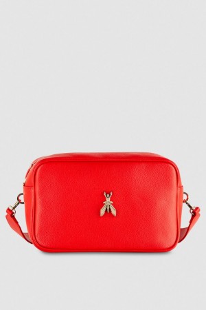 Red Patrizia Pepe Fly Camera Leather Bag With Chain | GOC824659