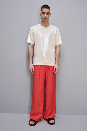 Red Patrizia Pepe Viscose Twill Pleated Pants | DKM175869
