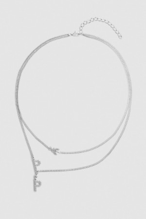 Silver Patrizia Pepe Double Chain Brass Necklace | DIZ692135