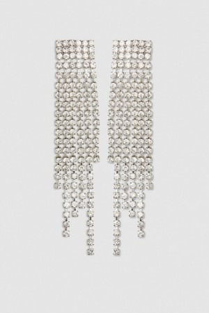 Silver Patrizia Pepe Rhinestone Earrings | HTY028476