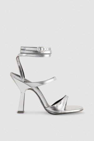 Silver Patrizia Pepe Sandals With Heel And Ankle Strap | KVZ025173
