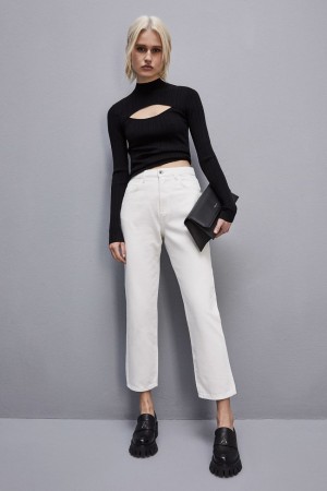 White Patrizia Pepe High-waisted Denim Pants | QFA538076