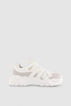 White Patrizia Pepe Leather Running Sneakers | DYR042189